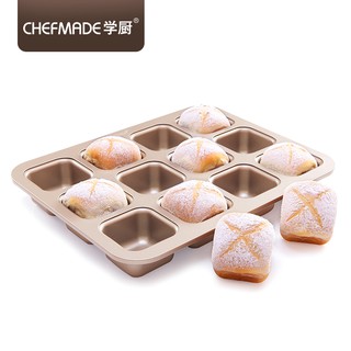 Chefmade學廚12連杯方形不沾蛋糕模 迷你吐司麵包 12連布朗尼蛋糕 方形小麵包模 蛋糕模 方形吐司 WK9149