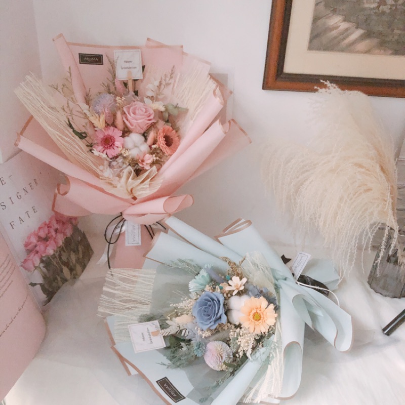 Aroma 畢業花束永生非洲菊大花束乾燥花永生花花束畢業禮物情人節生日聖誕 蝦皮購物