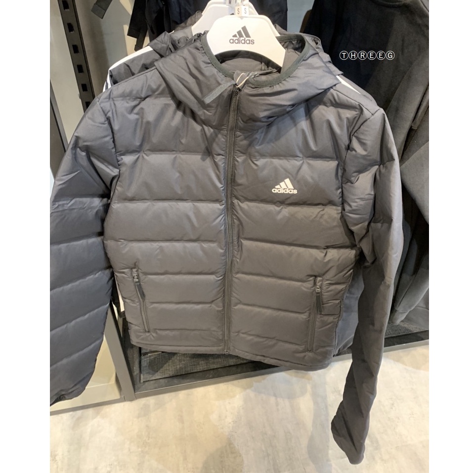 ⓉⒽⓇⒺⒺⒼ🔥ADIDAS HELIONIC 連帽 鴨絨 羽絨外套 反光 可收納 保暖 拉鍊口袋 黑色 男 BQ2001