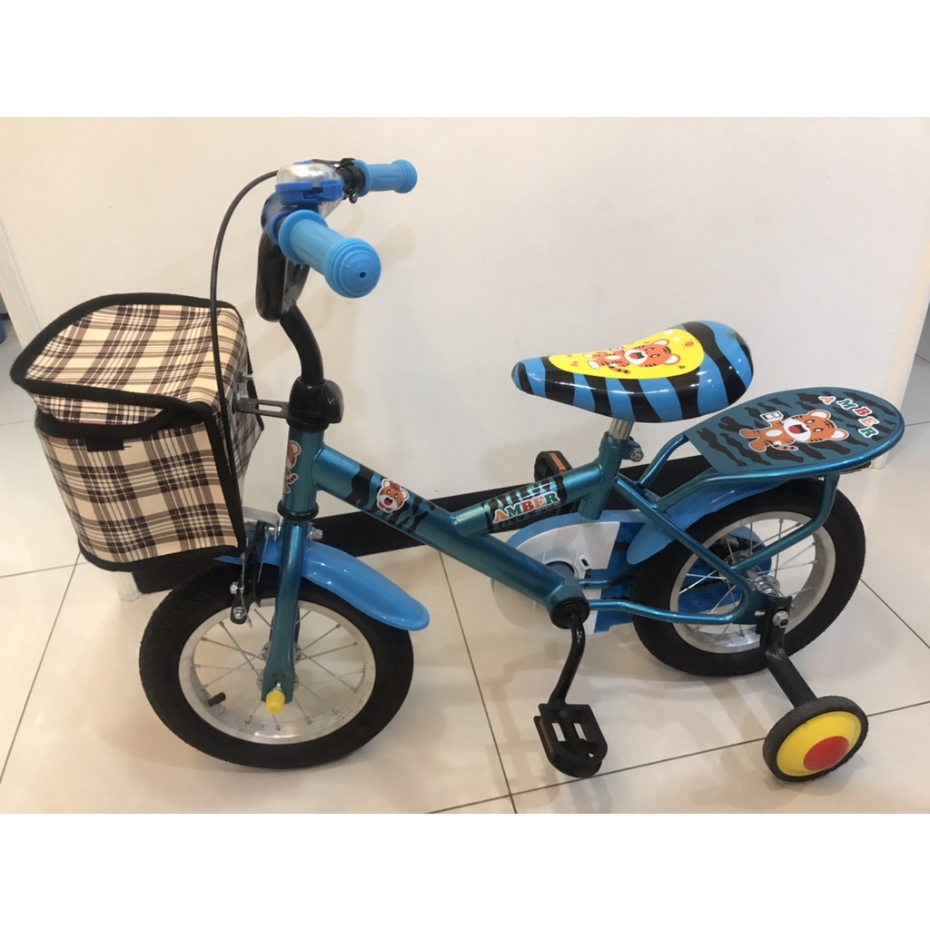 二手BIKEONE MINI10 12吋小虎兒童雙人座腳踏車(附輔助輪) 鋁合金鋼圈兒童車