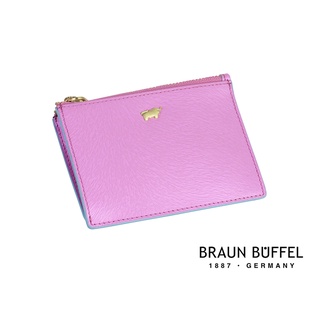 【寧寧精品】台中30年皮件店 BRAUN BUFFEL 小金牛真皮拉鍊零錢包 粉紅色 BF682-163-1 女短夾區