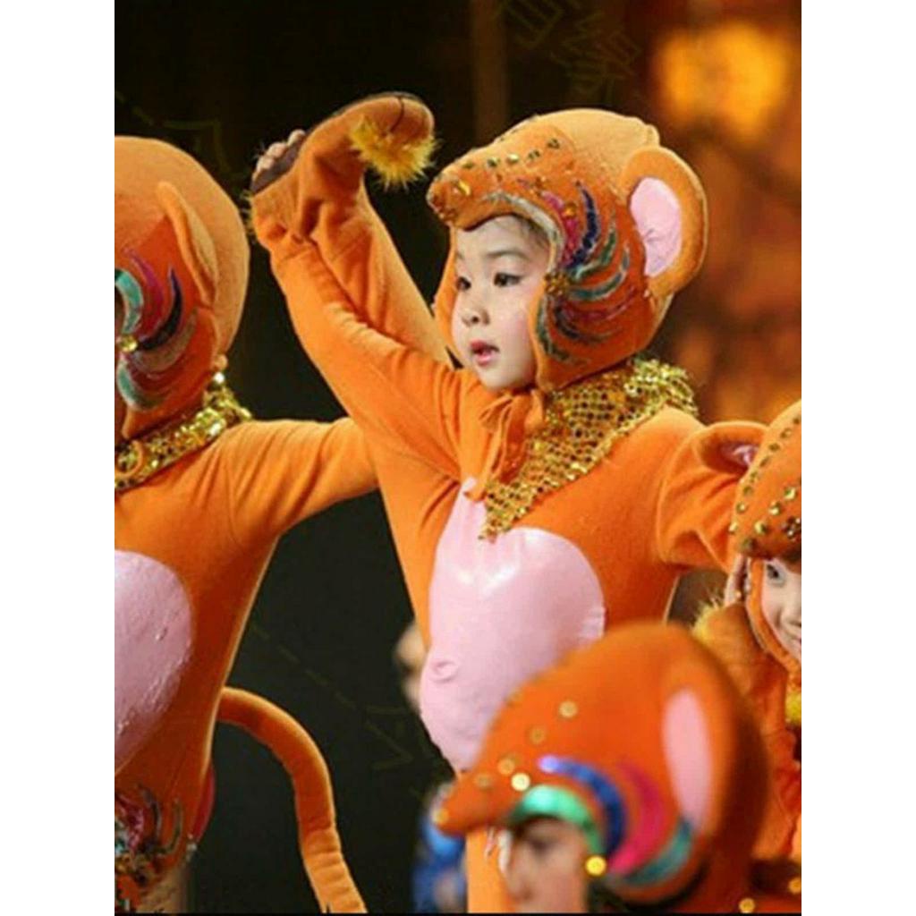 小猴子動物卡通造型表演服金絲猴美猴王猴子撈月兒童舞蹈表演服裝