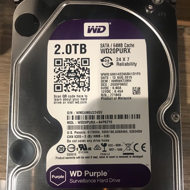 wd紫標2tb監控硬碟
