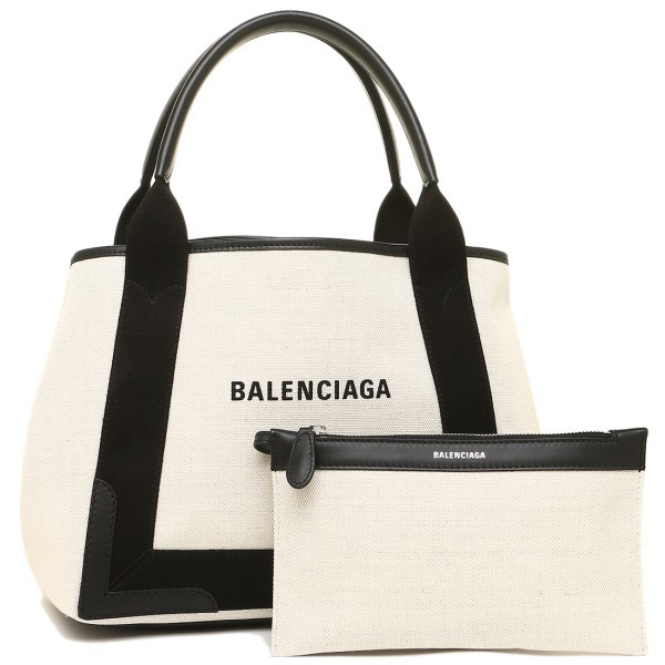 Balenciaga 339933 S Navy 經典黑白配色徽標帆布 手提托特包《佳節年終特賣》