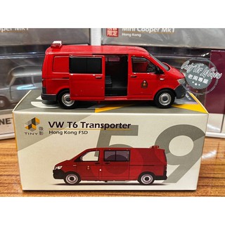 現貨 老周微影 Tiny #59 福斯 T6 Transporter 消防車 指揮車 消防 合金模型車