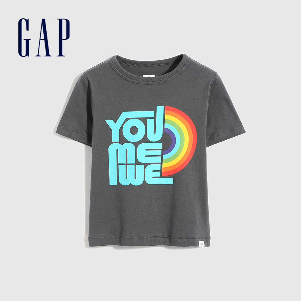 Gap 男幼童裝 純棉趣味印花短袖T恤 布萊納系列-藍灰色(697998)