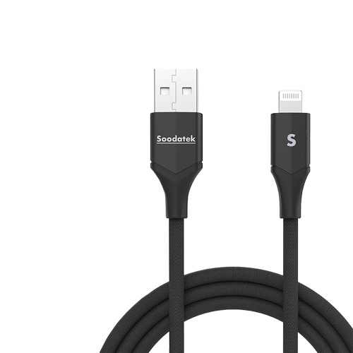 SOODATEK USB to Lightning 傳輸充電線 V型編織線 Apple適用 1M 黑色