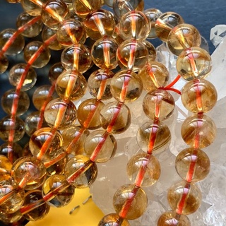 優質天然-深黃色 小金字塔黃水晶【8.5-8.8mm++】(單圈)圓珠ღ手珠手鍊DIY串珠隔珠項鍊• 點點水晶
