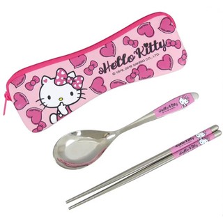 41+ @gift41 Hello Kitty不鏽鋼環保餐具組 - 粉紅（附潛水布餐套）