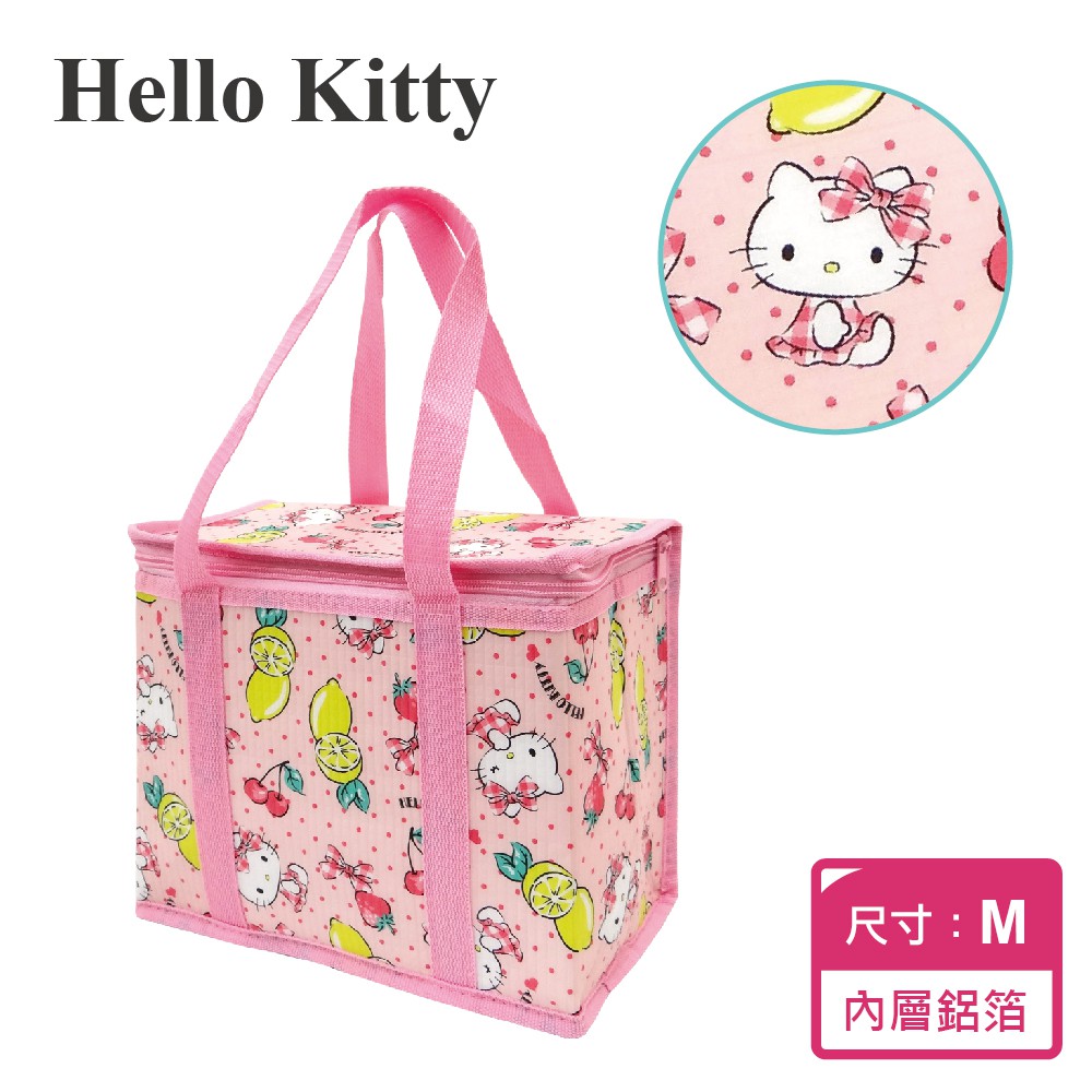 【Sanrio三麗鷗】 Hello Kitty野餐保溫保冷立體提袋(M) 27x14x22cm (野餐/買菜/外出露營)