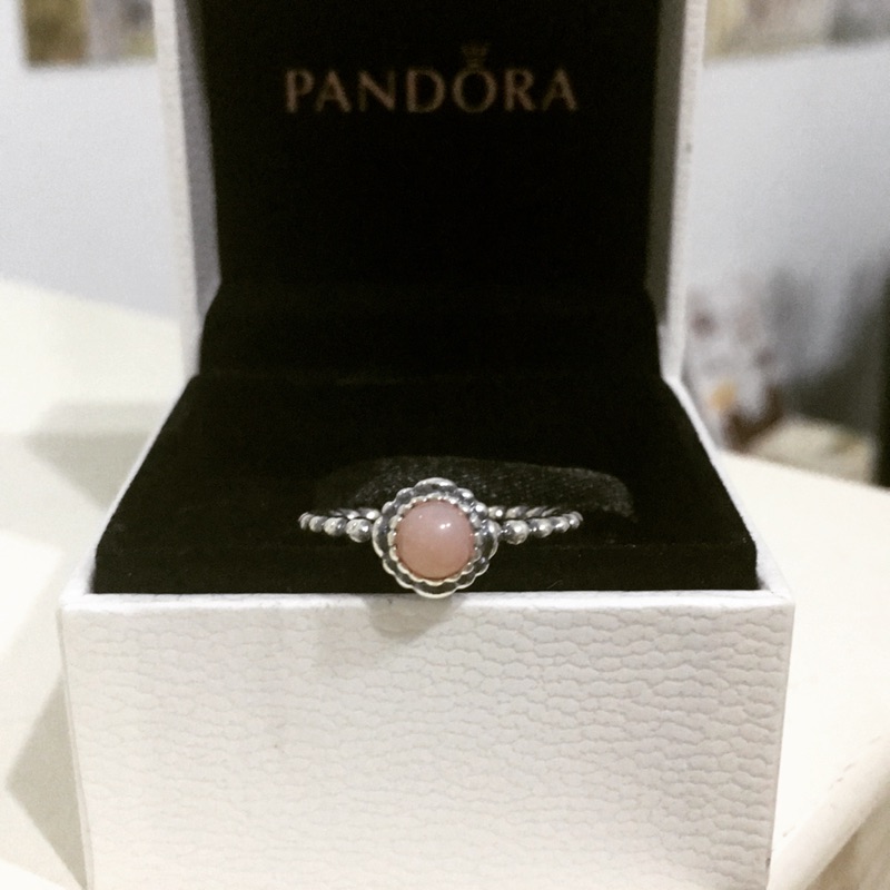 Pandora 10月 粉色蛋白石 誕生石 生日石 戒指 尺寸52