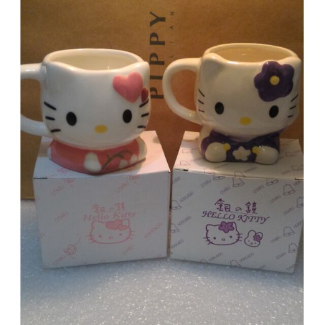 26 優選 北海道小樽限定 卡比獸跳蚤市場 Hello Kitty咖啡杯  一對特價:1390元