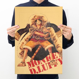 [現貨] 海賊王人物 ONE PIECE 航海王 懷舊海報健身房 酒吧 臥室宿舍客廳牆畫裝飾畫 復古牛皮紙咖啡廳