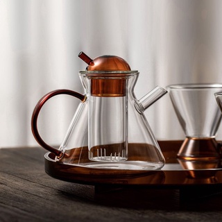 ❮台灣出貨 琥珀花茶壺組 耐熱玻璃 玻璃杯 茶壺 茶杯 花茶杯