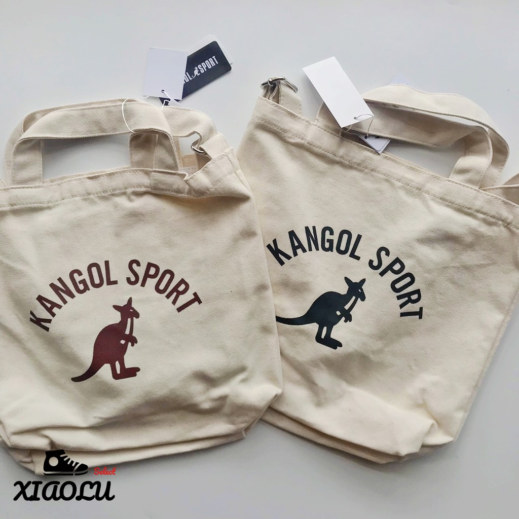 【XIAOLU】 KANGOL SPORT 2WAY BAG 純棉胚布 帆布袋 側背包 手提 迷你型 袋鼠 黑 紅