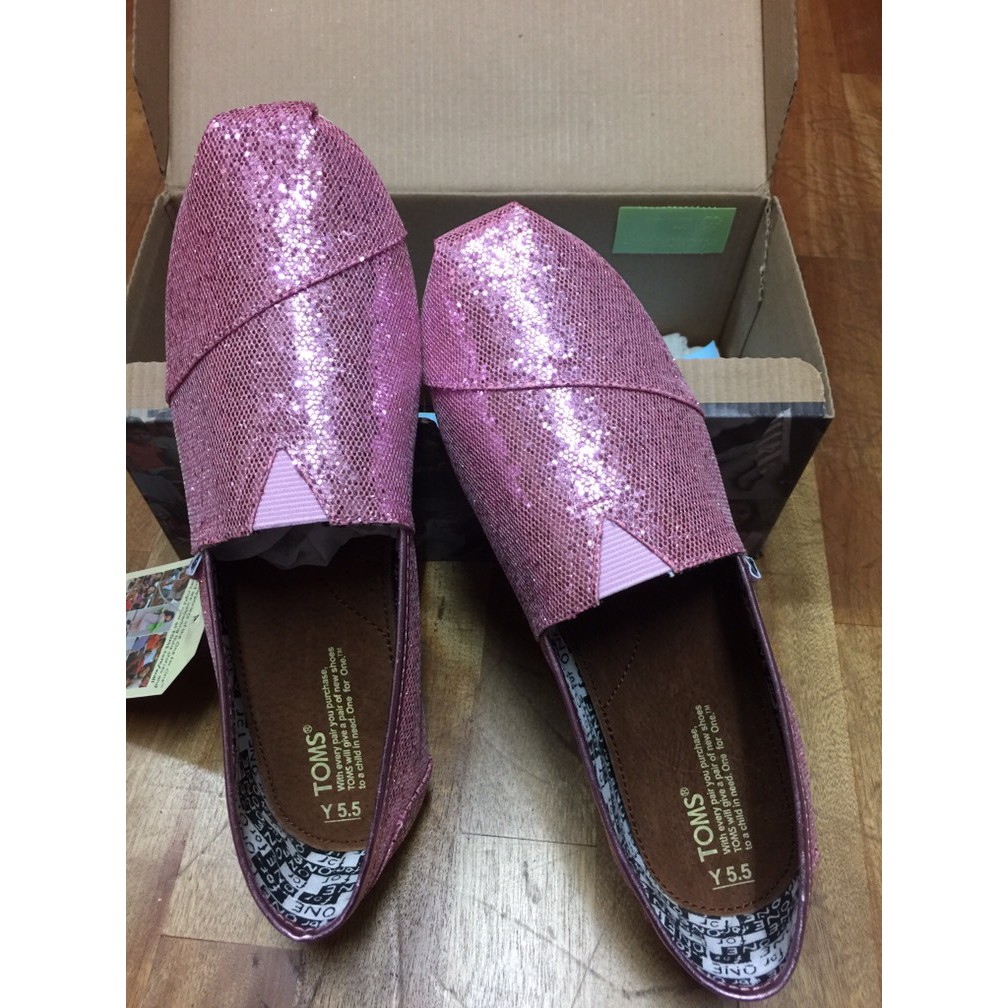 全新零碼出清--美國正品TOMS鞋 Pink Glitter華麗粉紅亮片款 W5.5=22.5