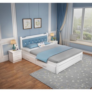 實木床現代簡約1.8米雙人床主臥1.5經濟型床架歐式1.2m家用單人床