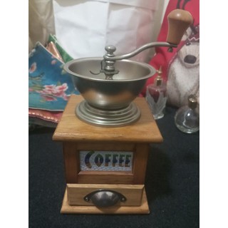 收藏出清原木 手繪馬賽克磁磚~老式咖啡豆 研磨機