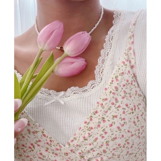 🧚‍♀️預購🌈2款♡Brandy Melville 🇮🇹義大利製純棉蕾絲蝴蝶結華夫格紋純白長袖上衣 Sonia Top