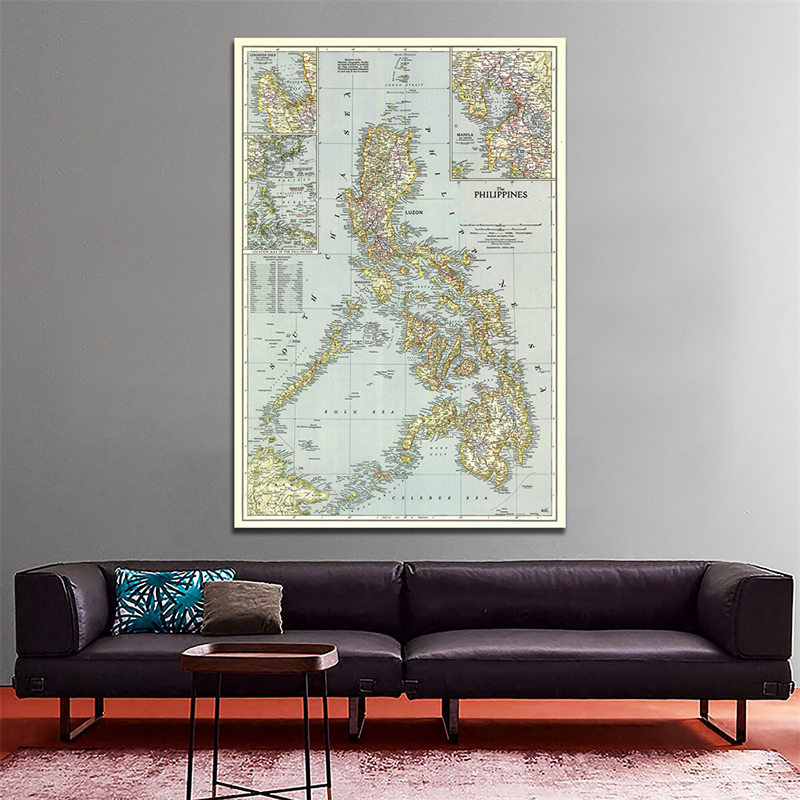 Possbay 菲律賓地圖--大亞洲東南地圖海報印刷壁掛藝術背景布牆裝飾