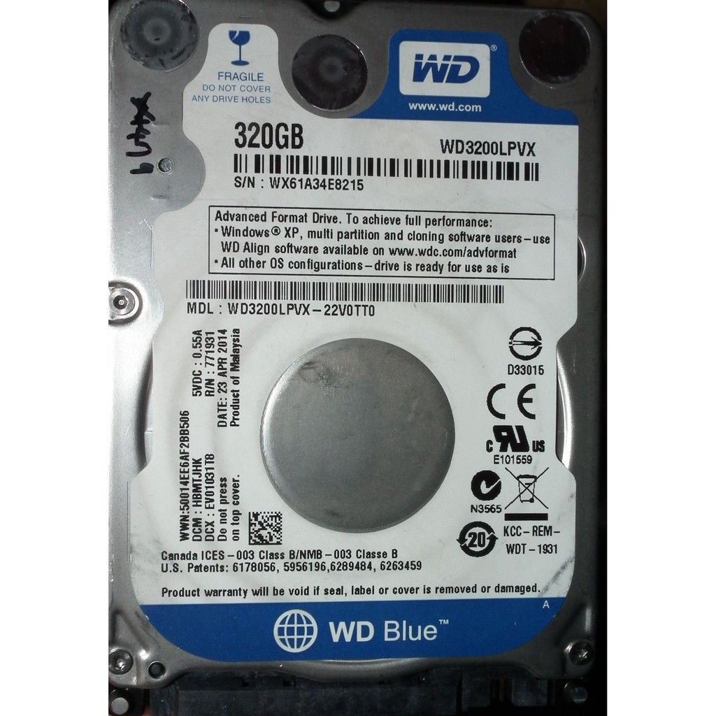 WD良品7MM薄型硬碟藍標320G 2.5吋WD3200LPVX-22V0TT0筆電SATA硬碟320GB 6G 6GB | 蝦皮購物