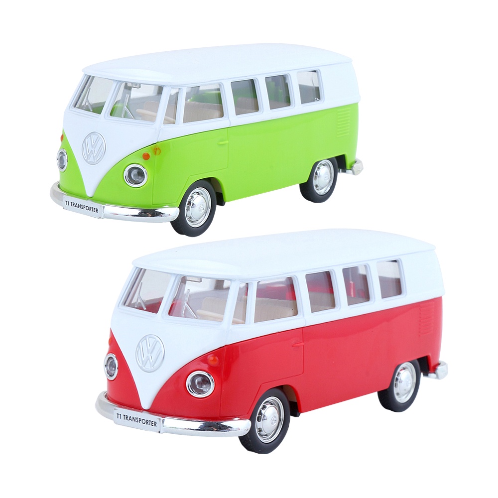 {精品 模型}1:36 Volkswagen T1 授權合金迴力車 型號 ：CH554025 顏色 ：紅 / 綠