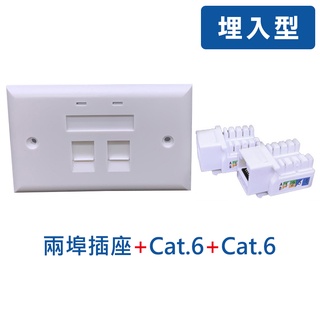 臺灣霓虹 埋入型雙孔防塵資訊插座-雙孔網路Cat.6 超五類 六類