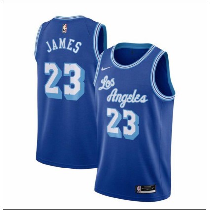 NBA球衣 Lebron James LBJ 20-21 HWC 詹皇 姆斯 湖人 復古 草寫藍 球迷版