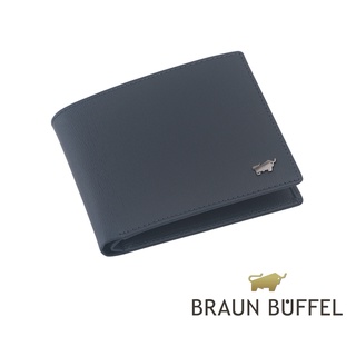 【寧寧精品】台中30年皮件店 BRAUN BUFFEL默瑟-II系列透明窗小金牛短夾藍 BF384-317-1 男短夾區