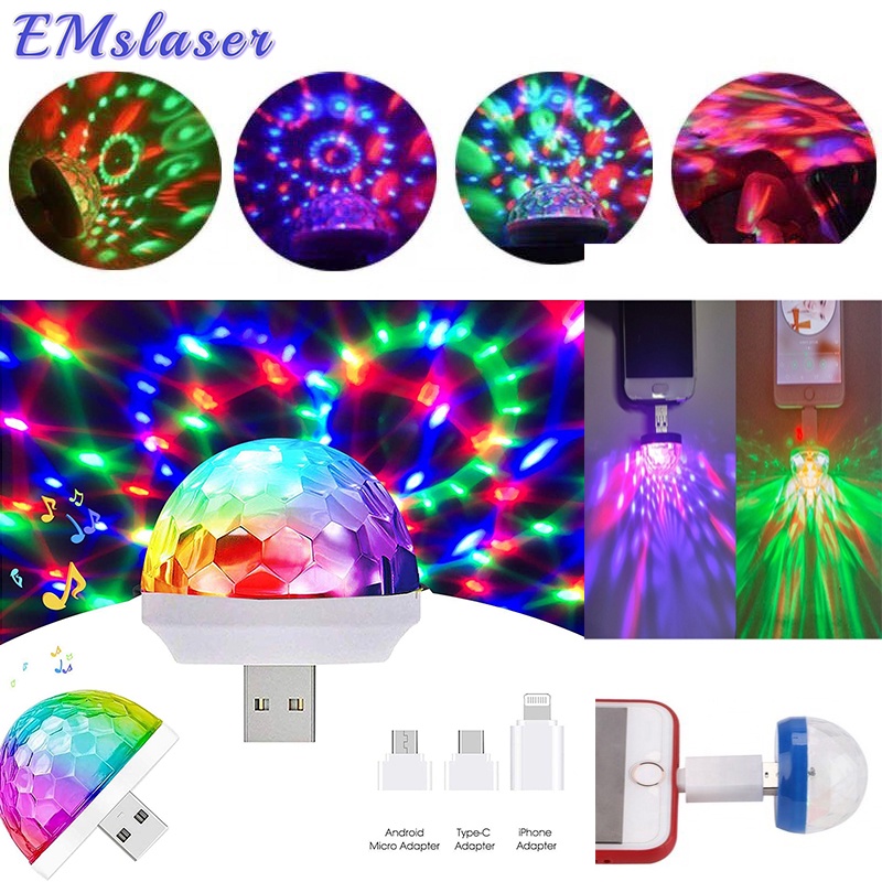 通用迷你 USB RGB LED 汽車 LED 燈 / 舞檯燈光球 DJ 水晶魔燈 / 浪漫氣氛 USB 小夜燈,適用於