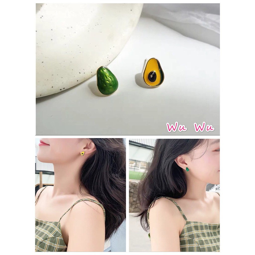 韓 可愛 水果 酪梨 造型 s925抗敏感 耳針 耳環(可改耳夾)