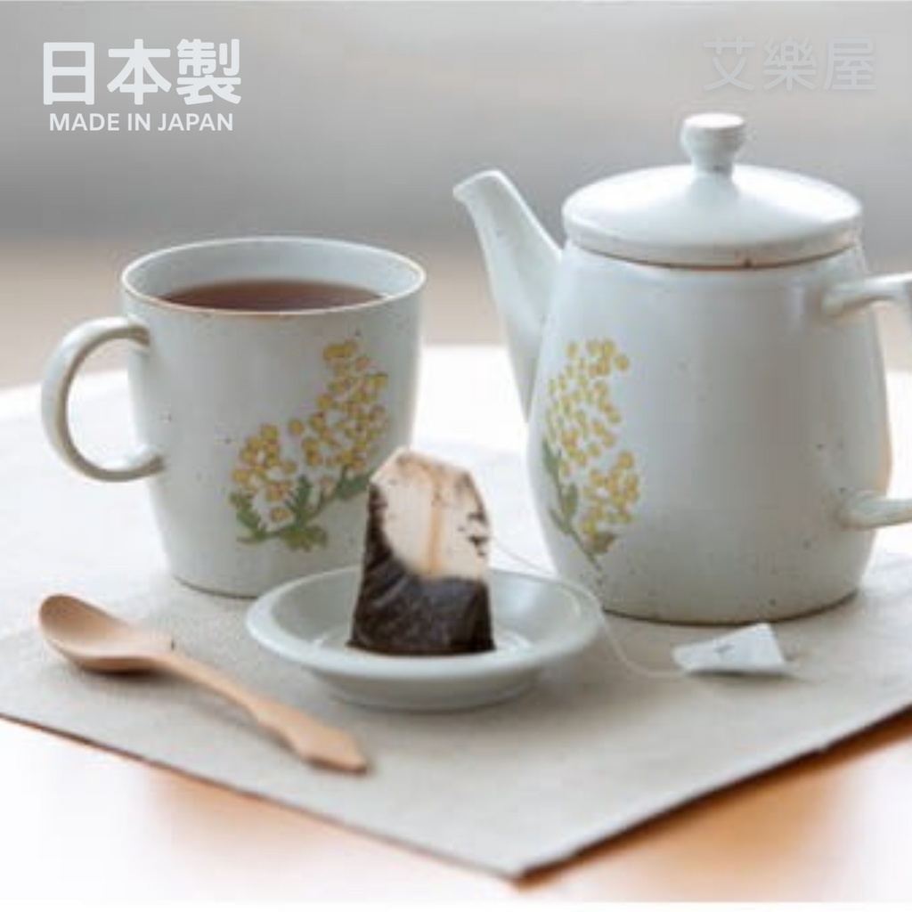 【現貨】日本直送 日本製 波佐見燒 白色陶瓷茶壺 馬克杯 蛋糕盤 水果盤 杯子 下午茶 茶具 含羞草 質感餐具 艾樂屋