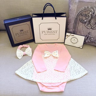 官方 PUREST baby collection 小公主的華麗裝扮 寶寶 長袖款 禮盒組(禮服+髮帶) 彌月送禮首選
