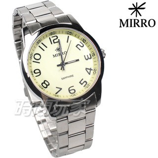 MIRRO 米羅 數字時刻 時尚魅力 不鏽鋼鐵帶 藍寶石水晶鏡面 男錶 螢光 6967M螢【時間玩家】