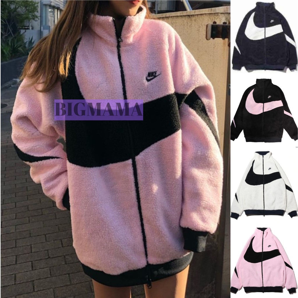 nike big swoosh reversible fleece jacket