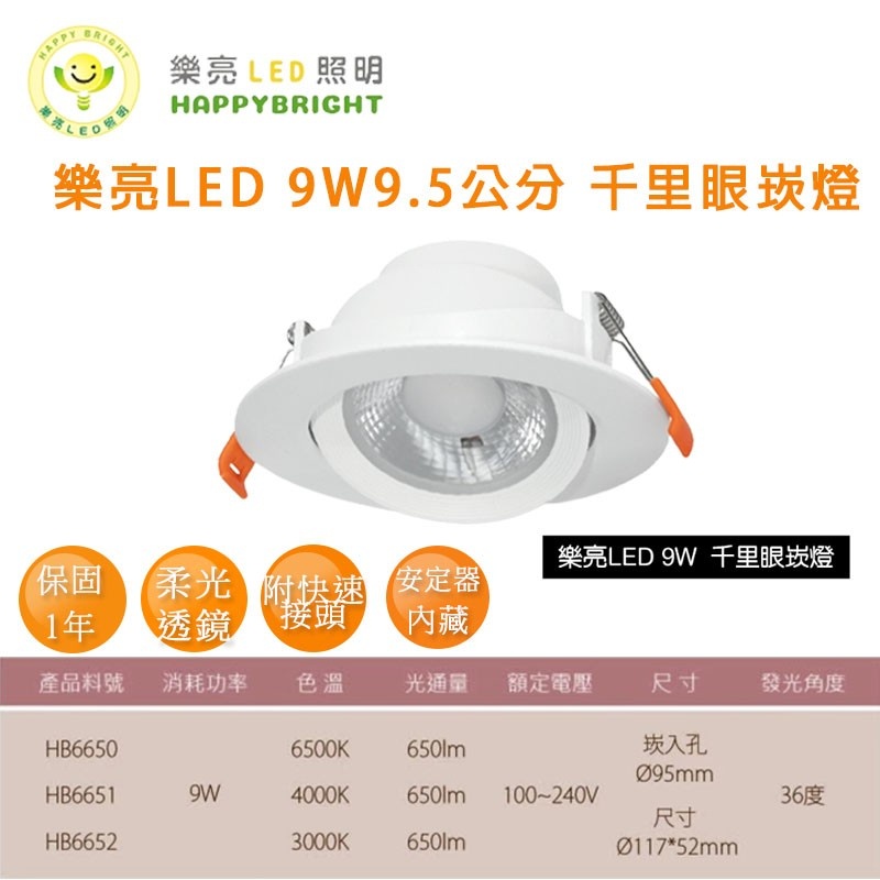 買5送1 樂亮 天眼 LED 9W 5W COB 崁燈 可調角度 9.5cm/7.5cm 三種色溫 超薄