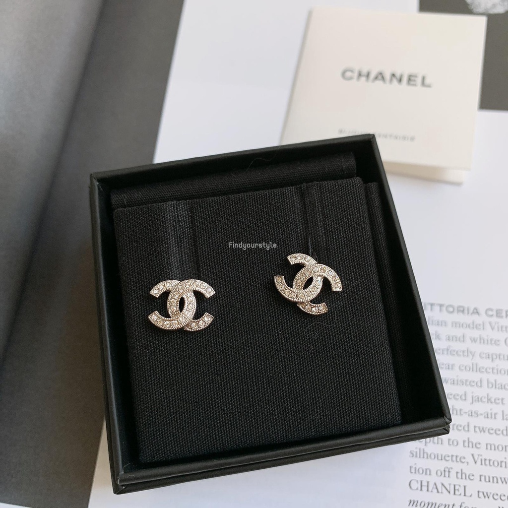 Findyourstyle 正品代購 Chanel 雙C 1.2cm 經典銀色耳環