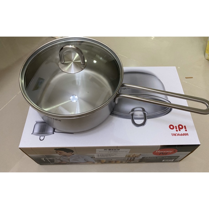 耐用全新～韓國HAPPYCALL~304不銹鋼湯鍋18cm(單柄款）附鍋蓋