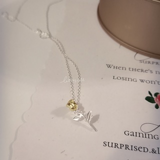 🧸樣飾🧸 s925純銀▫️小王子的玫瑰花▫️質感純銀項鍊▫️精巧 撞色 玫瑰花項鍊
