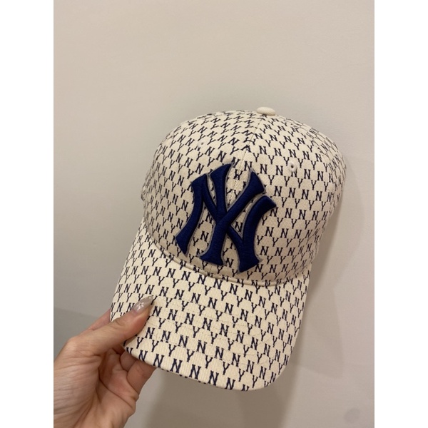 全新 MLB大聯盟NY老花系列-棒球帽（白底藍字）