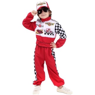閃電麥坤 賽車手服 萬聖節裝扮 派對造型 表演服 幼童 男童 ( S號 100-110公分) 紅白賽車服 套裝