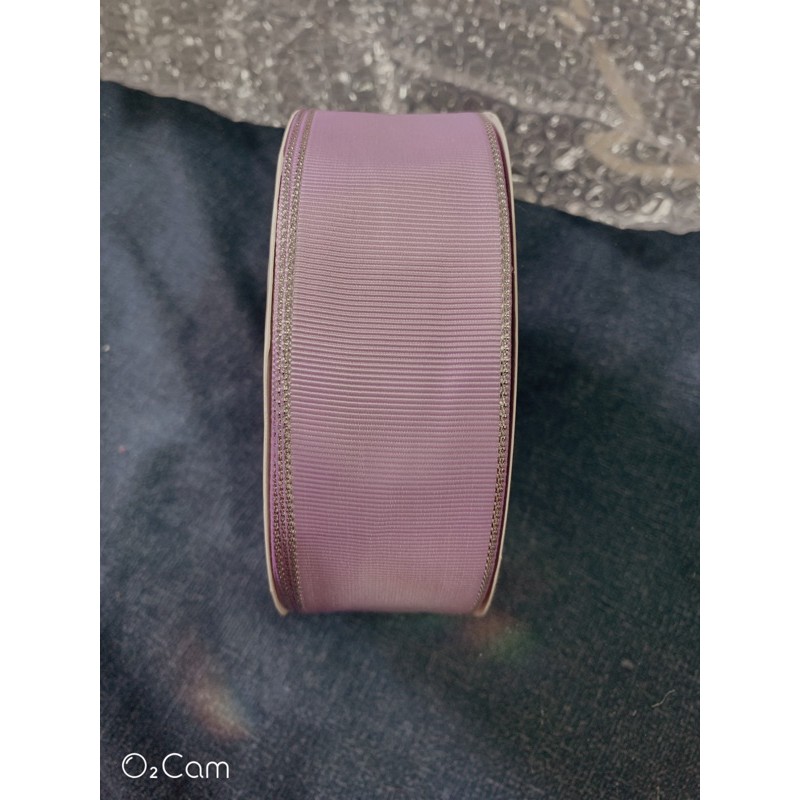 38mm滾邊銀邊螺紋緞帶 手作髮飾緞帶 🎀ㄧ碼90公分 🎀紫色