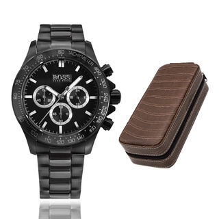 HUGO BOSS 原廠平輸精品手錶 | 紳士三眼計時男錶 - 帥氣全黑不鏽鋼/黑鋼錶帶 1512961
