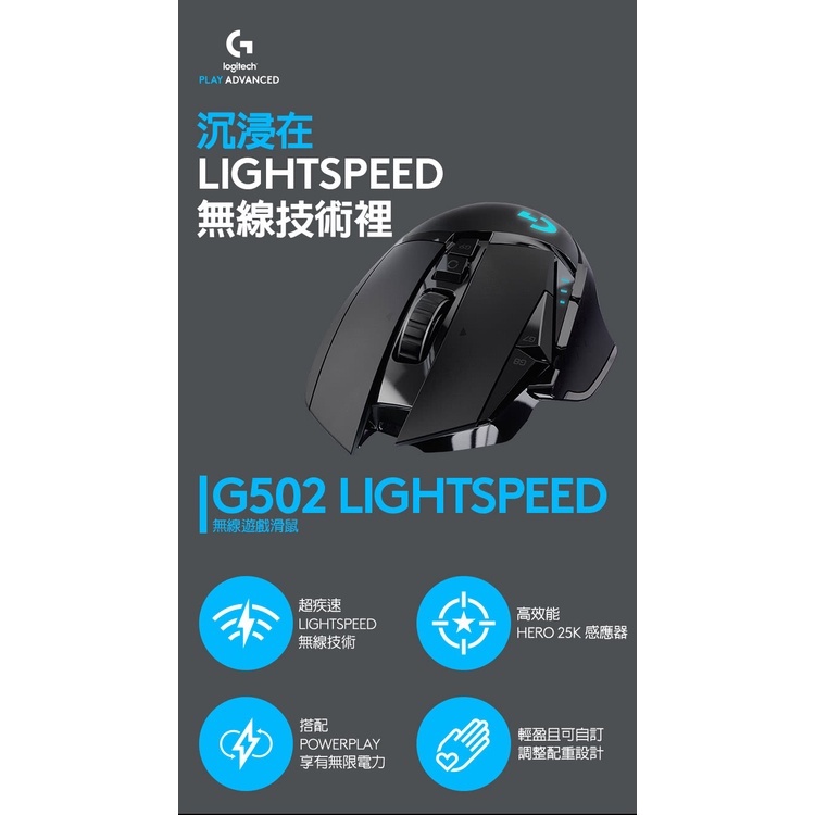 (二手)Logitech 羅技 G502 Lightspeed 高效能 無線電競滑鼠