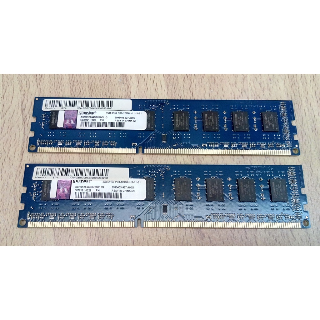 [ 二手零件 ] Kingston 金士頓 4GB*2支 2Rx8 PC3-12800U DDR3-1600