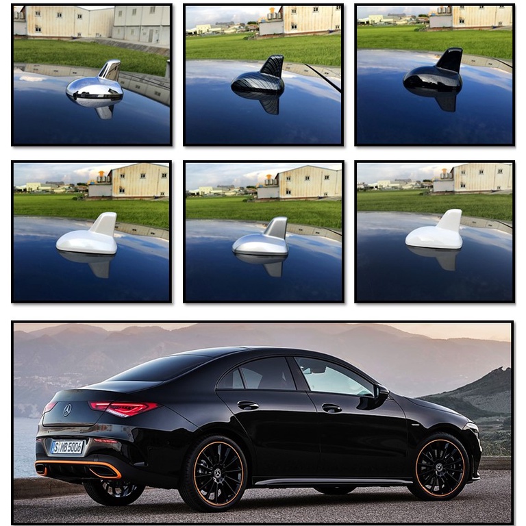 圓夢工廠 賓士 Benz CLA C118 X118 改裝 車頂 鯊魚鰭天線蓋飾貼 烤漆黑 烤漆銀 烤漆白 鍍鉻 碳纖紋