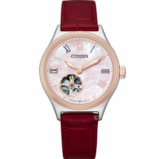 星辰 CITIZEN LADYS系列鏤空白蝶貝時尚機械腕錶(PC1008-11Y)-34mm