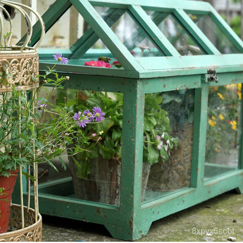 美式復古懷舊實木玻璃花房溫室多肉植物陽光暖房防凍室內陽台花園cqcs 蝦皮購物