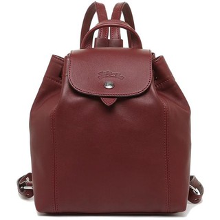 100%正品 Longchamp le pliage cuir XS 小羊皮 後背包 酒紅色 預購