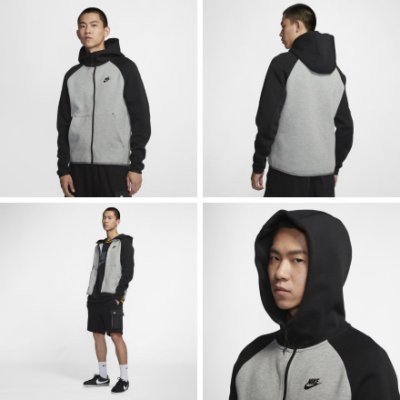 NIKE NSW TECH FLEECE HOODIE 雙頭拉鏈棉質連帽外套 灰黑 男 928484-064  L號